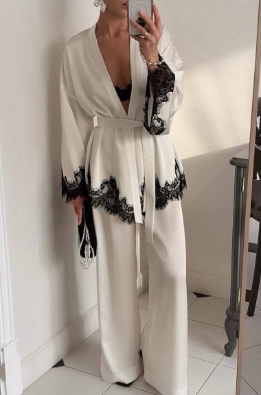 Шелковый брючный костюм EST-6006A1100