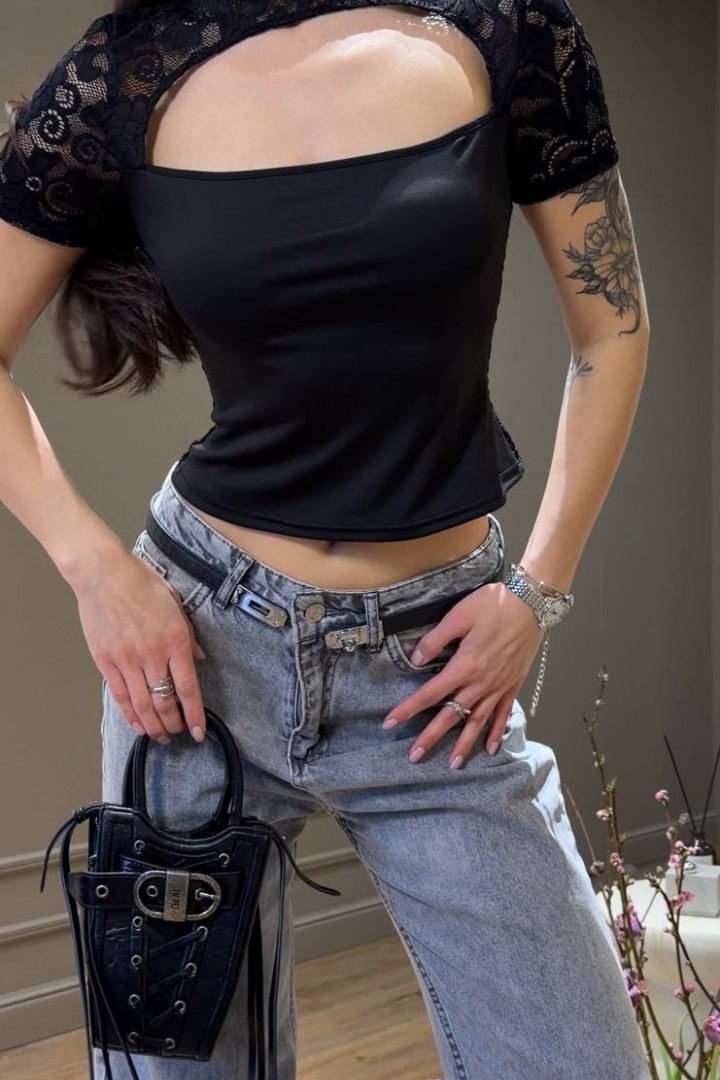 Витончений топ з мереживом INNA-590A350