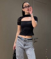 Витончений топ з мереживом INNA-590A350