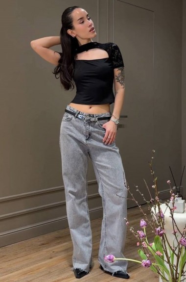 Витончений топ з мереживом INNA-590A350