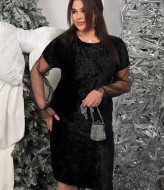 Бархатное платье черное YBY-854A325