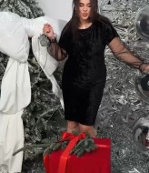 Бархатное платье черное YBY-854A325