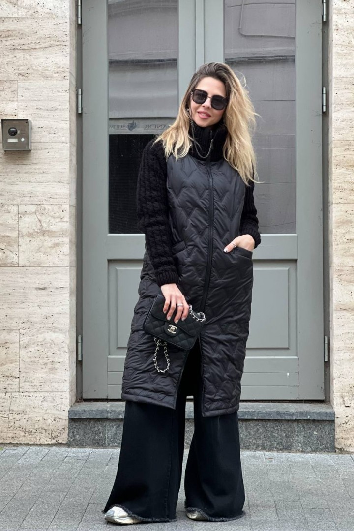 Пальто с вязаными рукавами LIS-0508A1290B1350