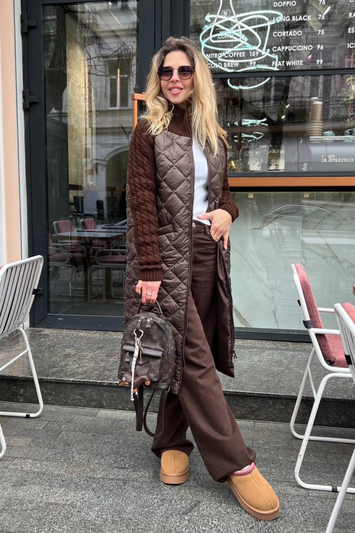 Пальто с вязаными рукавами LIS-0508A1290B1350