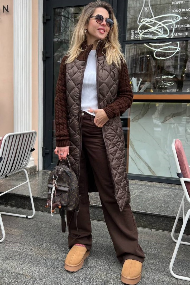 Пальто с вязаными рукавами LIS-0508A1290B1350