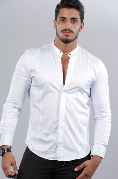 Белая рубашка с воротником стойка RT-0161401A500