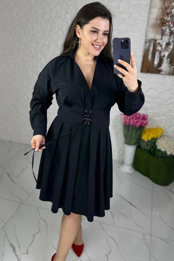Черное платье клеш  VK-031A550