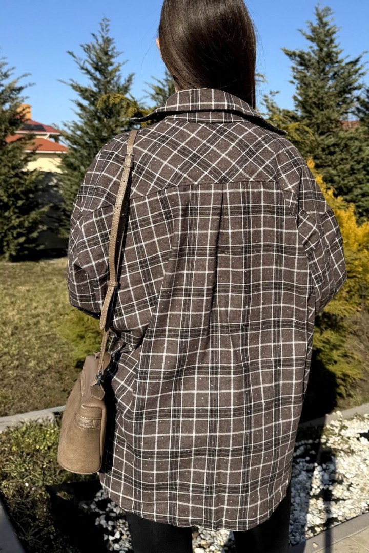 Рубашка в клетку с камнями MIK-1719A690