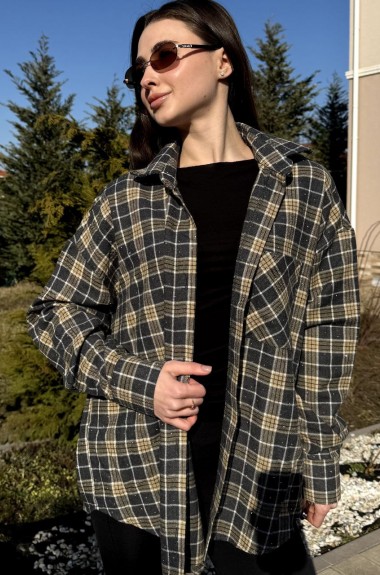 Рубашка в клетку с камнями MIK-1719A690