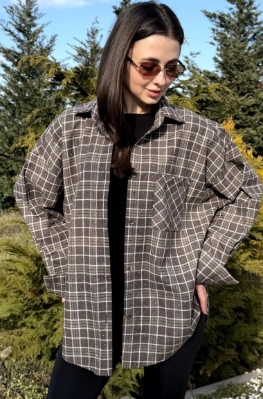 Рубашка в клетку с камнями MIK-1719A690