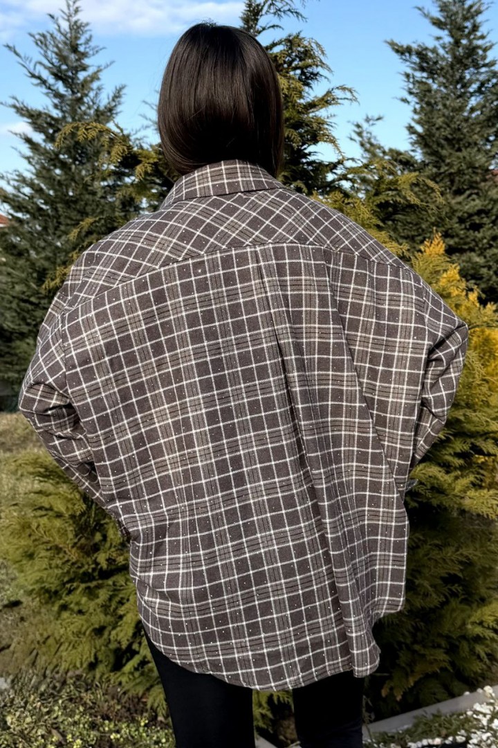 Рубашка в клетку с камнями MIK-1719A690