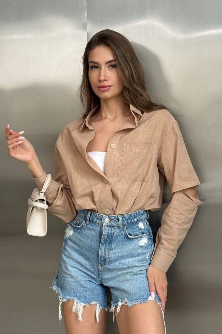 Сорочка  з розрізами на рукавах MIK-2454A420