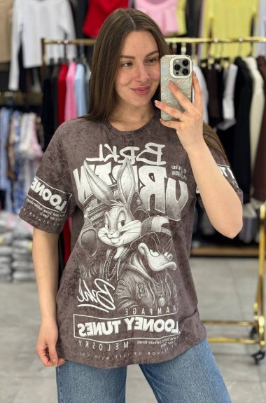 Футболка oversize со стильным накатом MIK-14.1A380