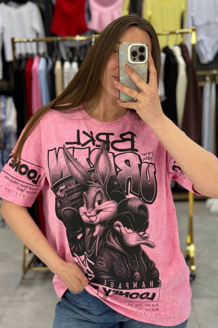 Футболка oversize со стильным накатом MIK-14.1A380