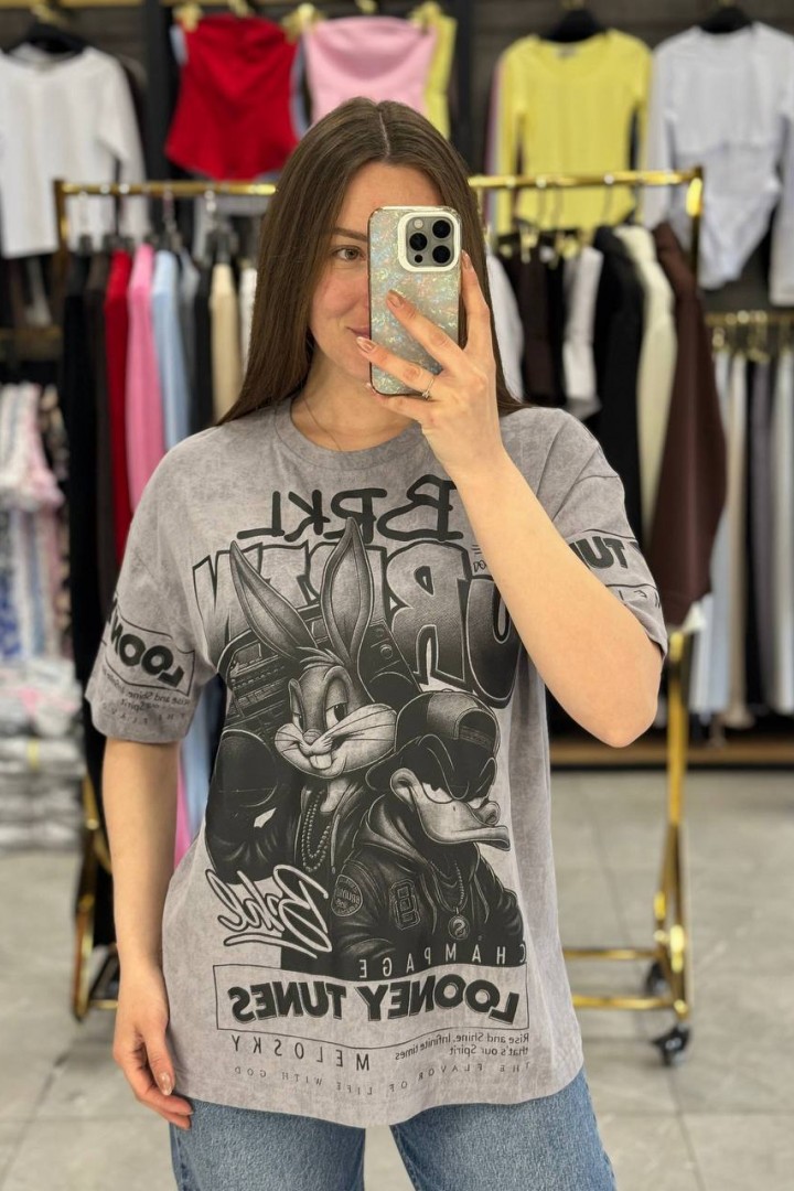 Футболка oversize со стильным накатом MIK-14.1A380