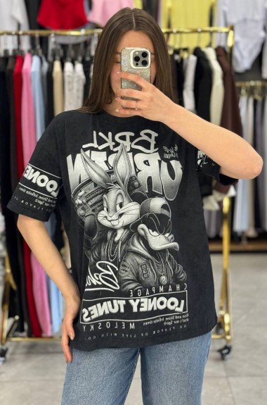 Футболка oversize со стильным накатом MIK-14.1A380