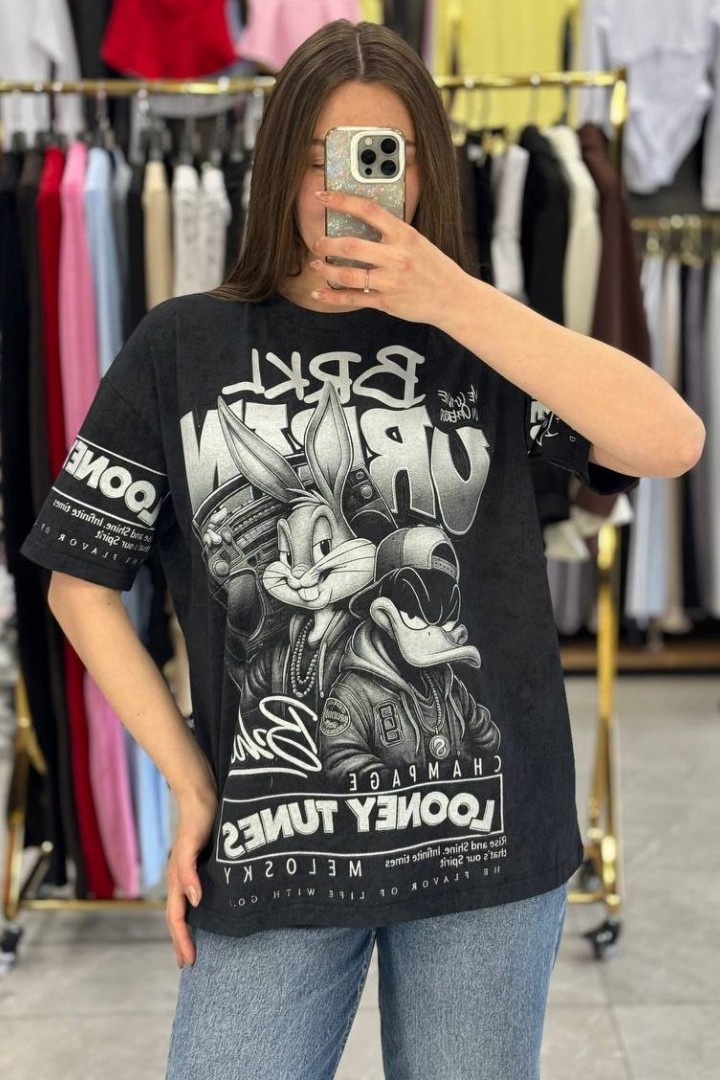 Футболка oversize со стильным накатом MIK-14.1A380