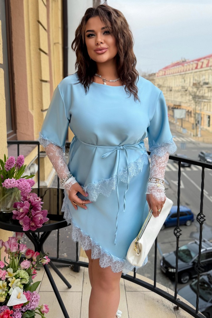 Юбка шелковая Асимметрия с кружевом YM-7166A16.5