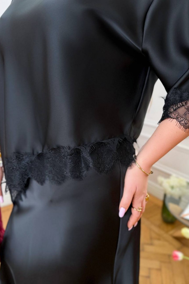 Блуза шелковая Асимметрия с кружевом YM-7167A18.5