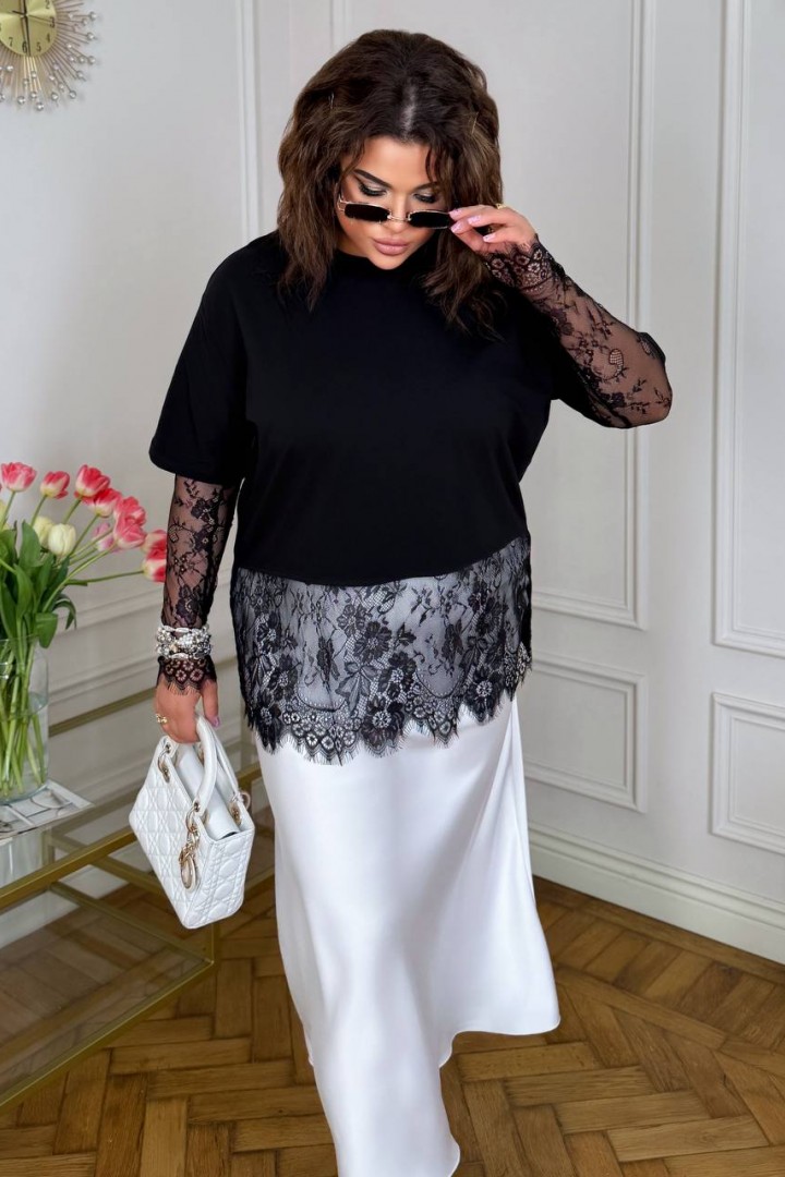 Футболка с кружевом YM-7177A14