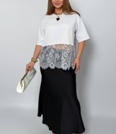 Футболка с кружевом YM-7177A14
