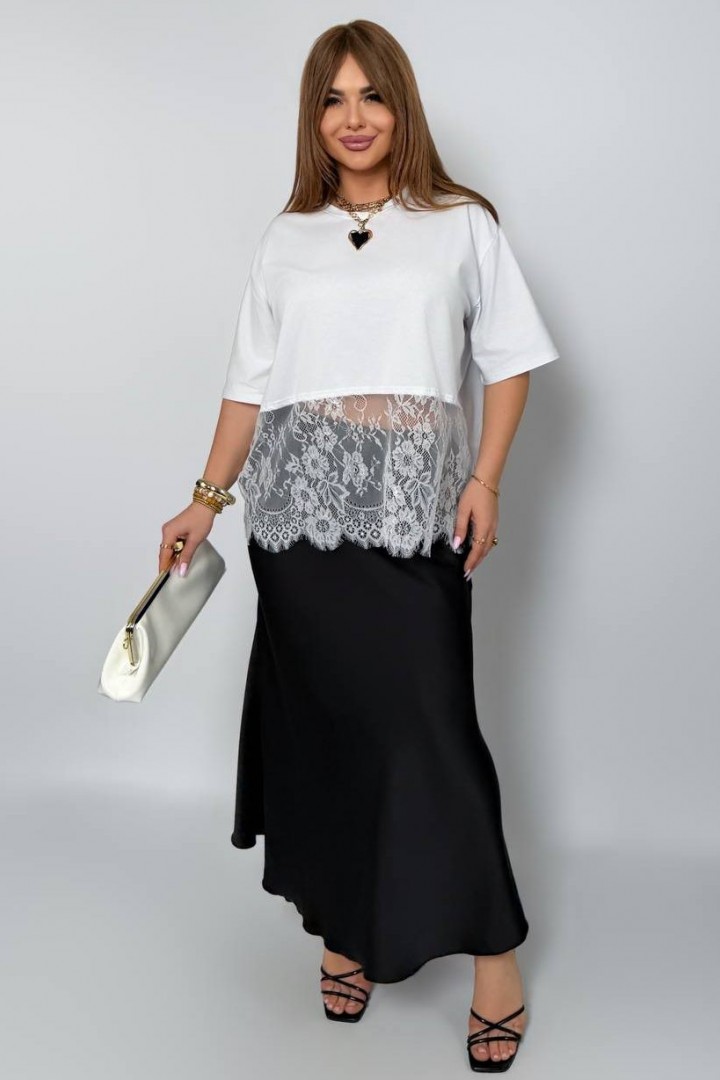 Футболка с кружевом YM-7177A14