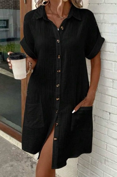 Сукня з гудзиками та накладними кишенями LSA-696A400 Сукня з гудзиками та накладними кишенями LSA-696A400