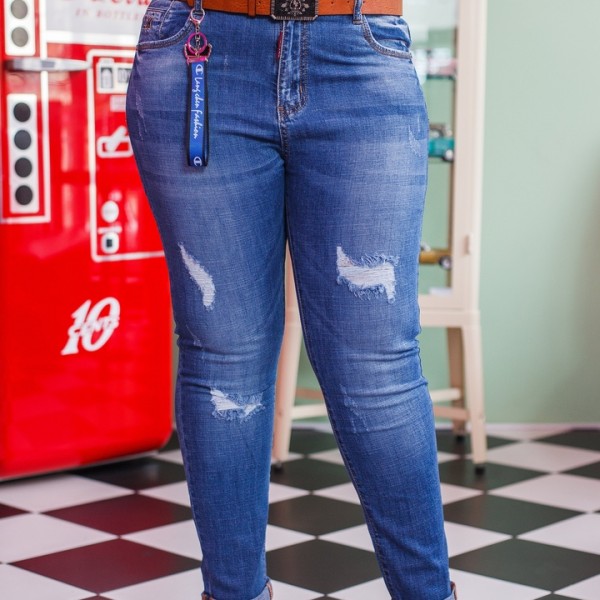 Модные джинсы с завышенной талией DG-at60103