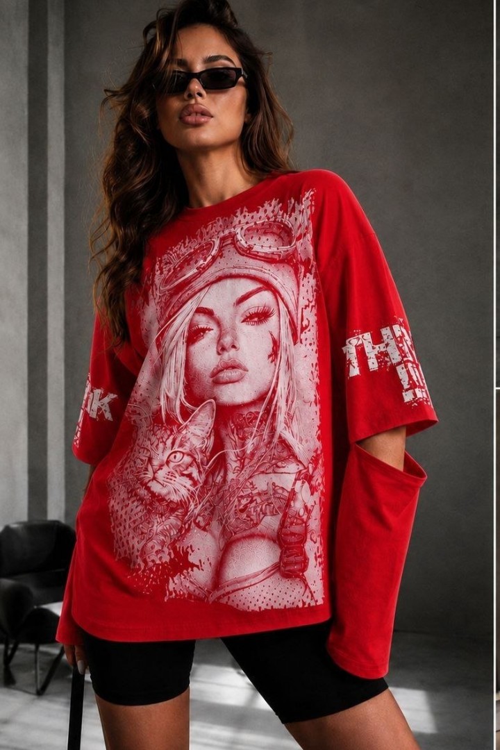 Лонгслив оверсайз с эффектным принтом MIK-38A470