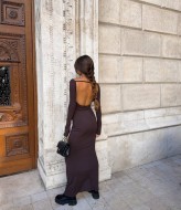 Длинное платье с открытой спиной  SAP-116A400