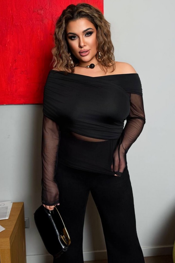 Кофта с прозрачными рукавами YM-7051.22A15