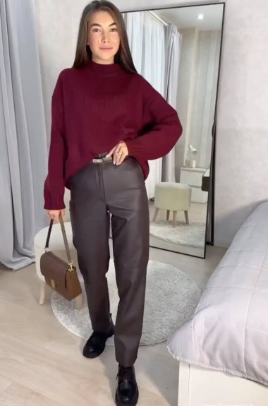 Женские кожаные брюки KC-0456A420