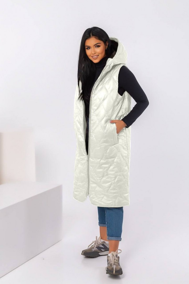 Удлиненный жилет с капюшоном QUA-3192A650