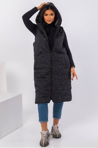 Удлиненный жилет с капюшоном QUA-3192A650