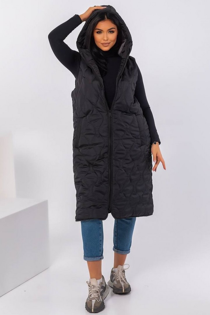 Удлиненный жилет с капюшоном QUA-3192A650