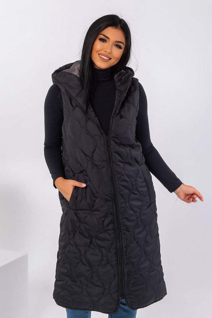 Удлиненный жилет с капюшоном QUA-3192A650