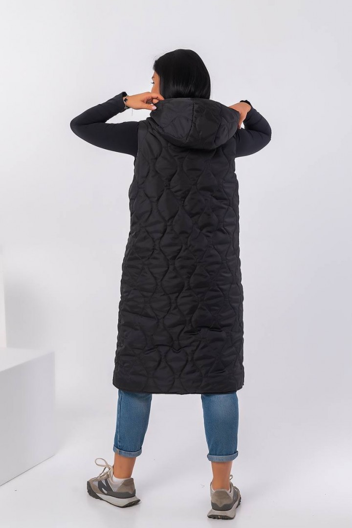 Удлиненный жилет с капюшоном QUA-3192A650