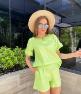 Льняной костюм с шортами женский  VMS-0026A350