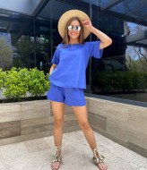 Льняной костюм с шортами женский  VMS-0026A350