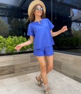 Льняной костюм с шортами женский  VMS-0026A350