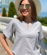 Льняной костюм с шортами женский  VMS-0026A350