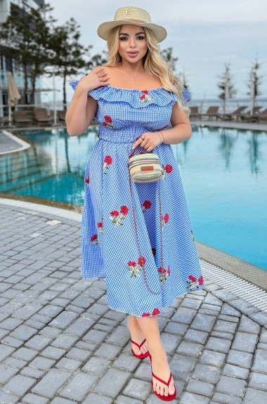 Платье с вышитыми цветками YM-7075A14 Платье с вышитыми цветками YM-7075A14