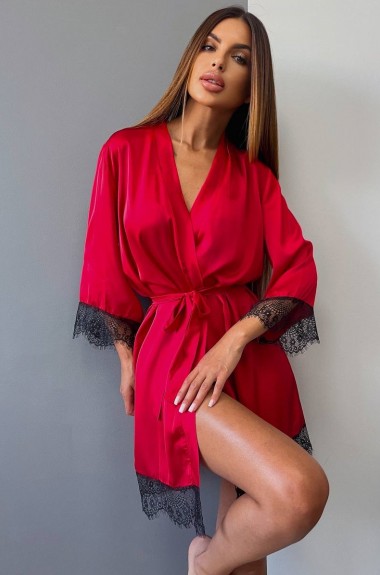 Шелковый халат короткий LIB-8905A480