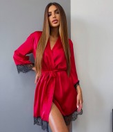 Шелковый халат короткий LIB-8905A480