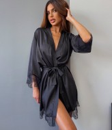 Шелковый халат короткий LIB-8905A480