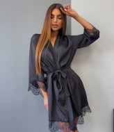Шелковый халат короткий LIB-8905A480