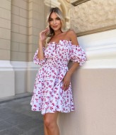 Белое платье в цветочек VM-10488A330