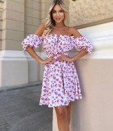 Белое платье в цветочек VM-10488A330