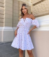 Белое платье в цветочек VM-10488A330