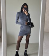 Велюровое платье BLO-836A370